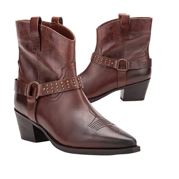 Vintage Foundry Co Shoes - Vintage Foundry Co. Studded Western Leather Boots Size 6 New